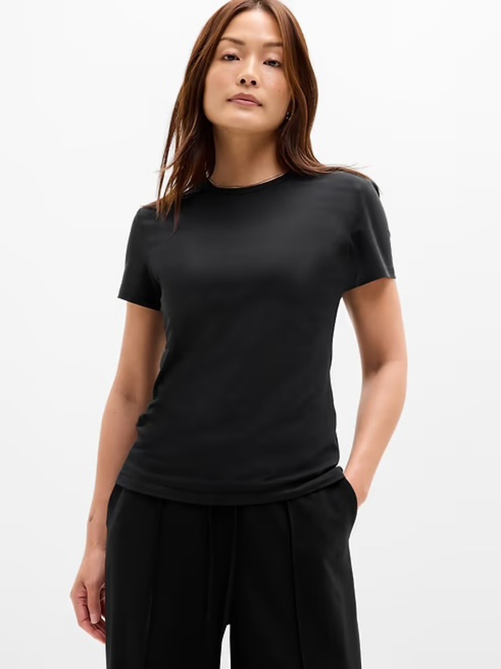 ATHLETA Foundation Slim Tee Small, Black | NWT